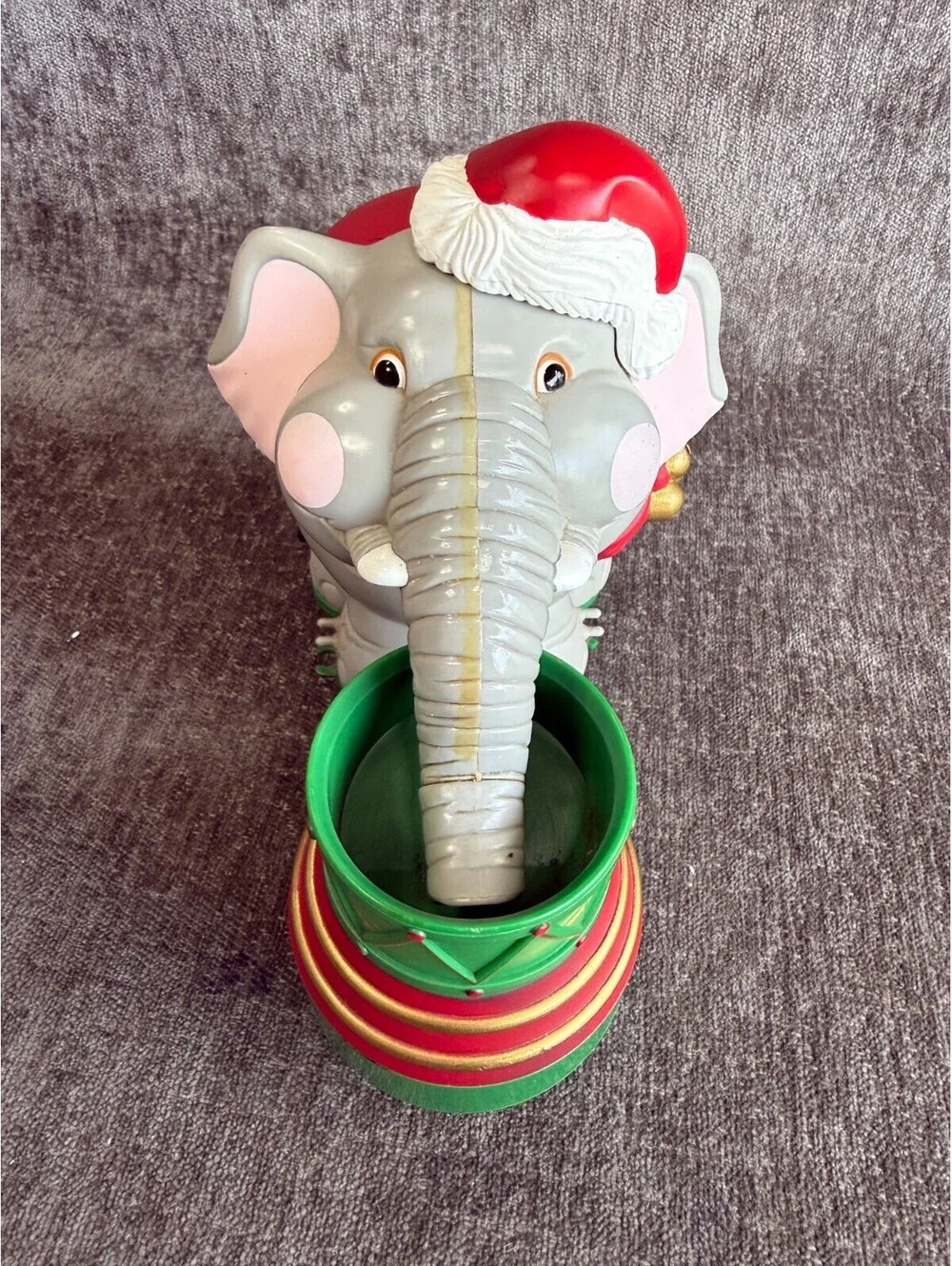 Vintage Santa's Action World Edgar The Christmas Bubble Elephant Ornament In Box